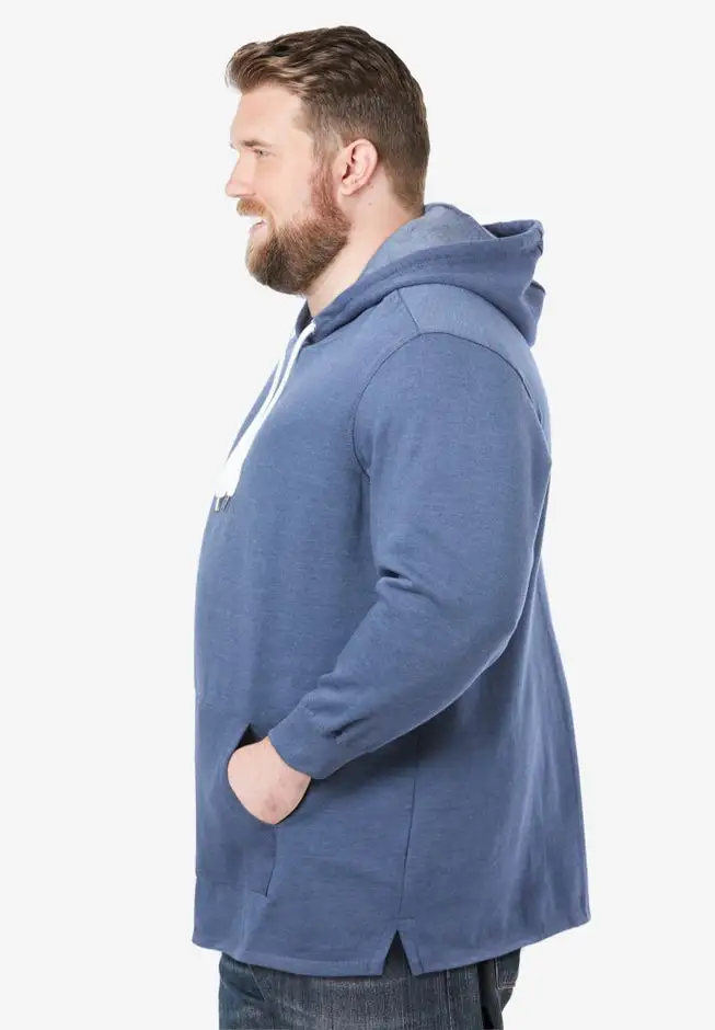 Fleece longer-length pullover hoodie