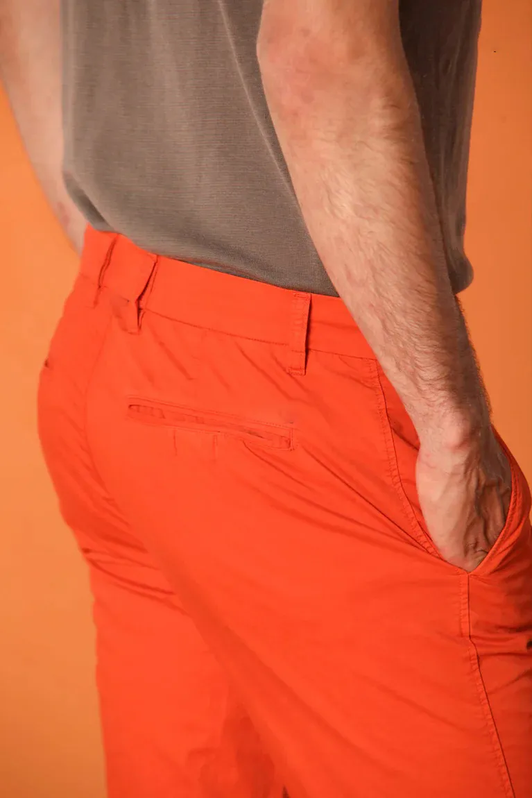 Orange Cotton Twill Cargo Shorts For Men - Regular Fit