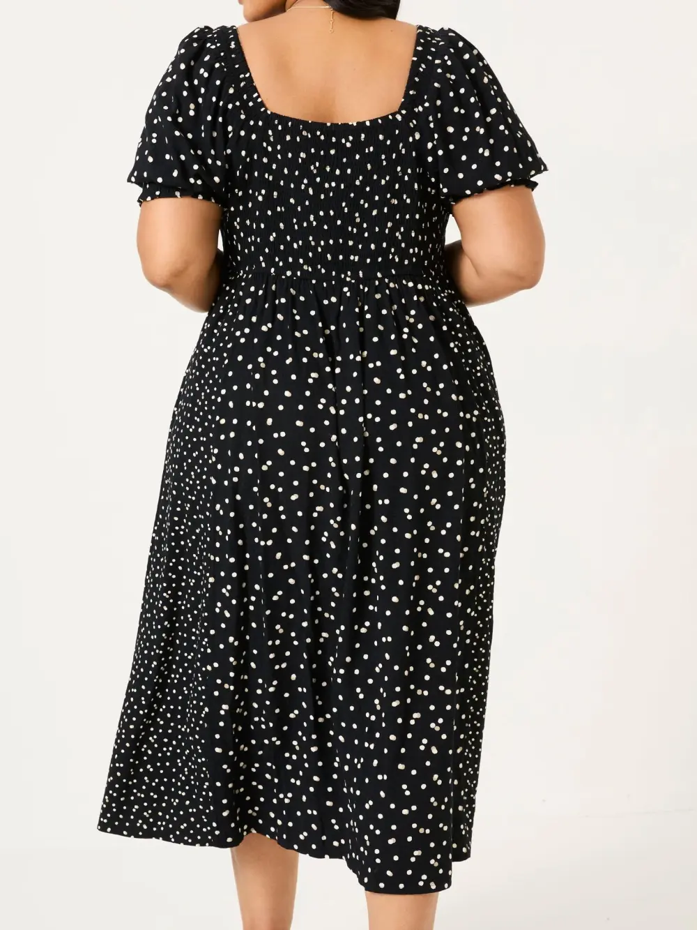Black Floral Milkmaid Midi Dress