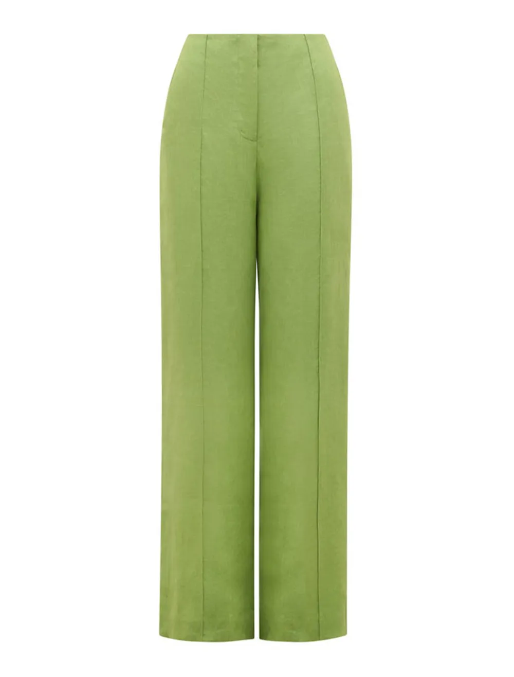 Green Linen Wide-Leg Pants