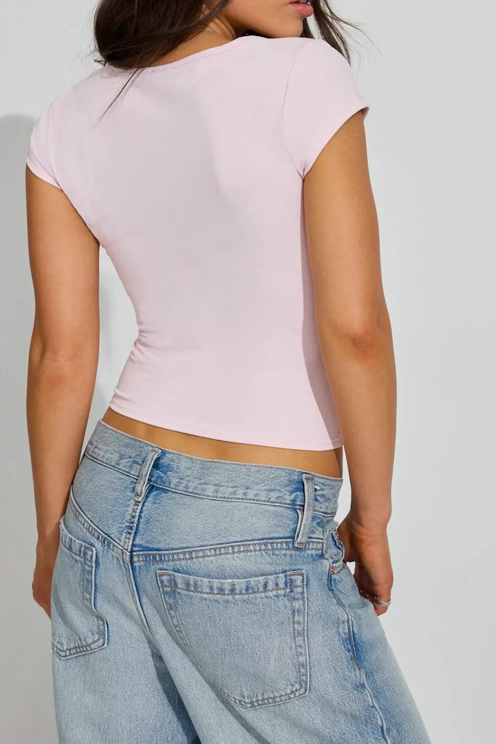 Sweetheart Neckline Pink T-Shirt