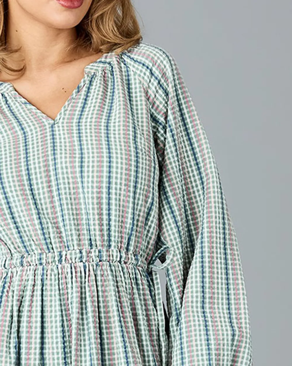 Light Colored Checkered Dress