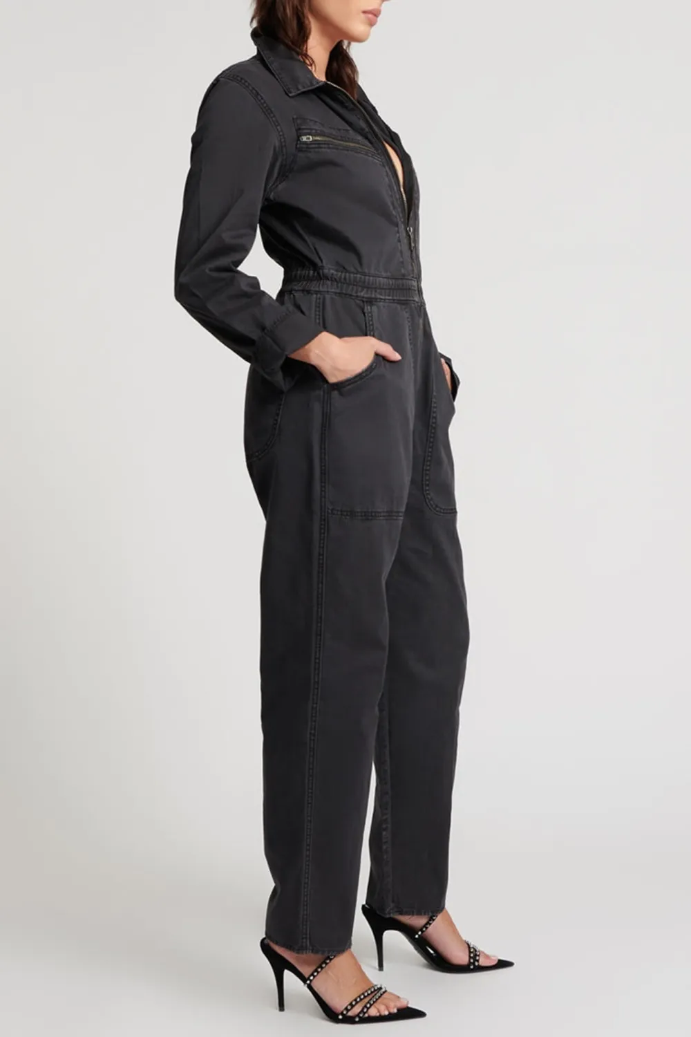 Black Vintage Simple Workwear Jumpsuit