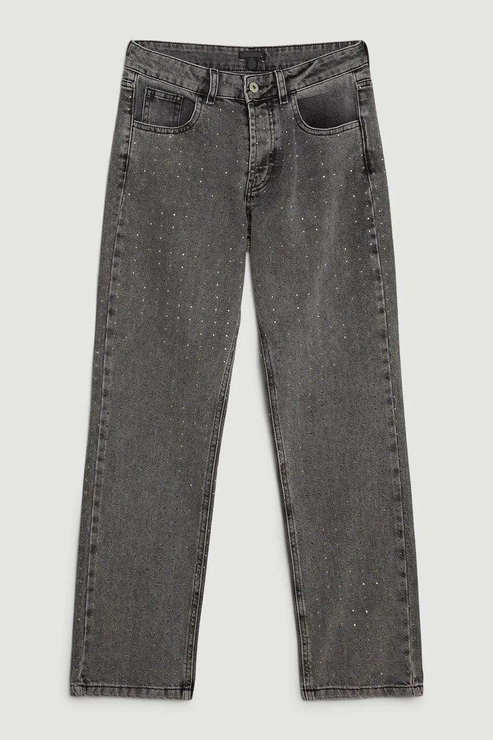 High Rise Slim Leg Embellished Jeans