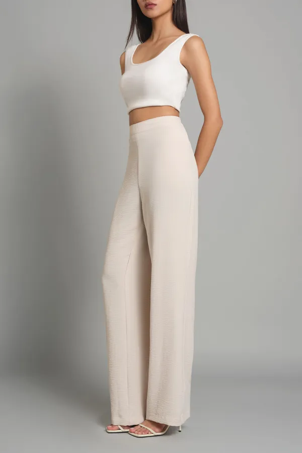 Beige Casual Wear Wide-Leg Pants