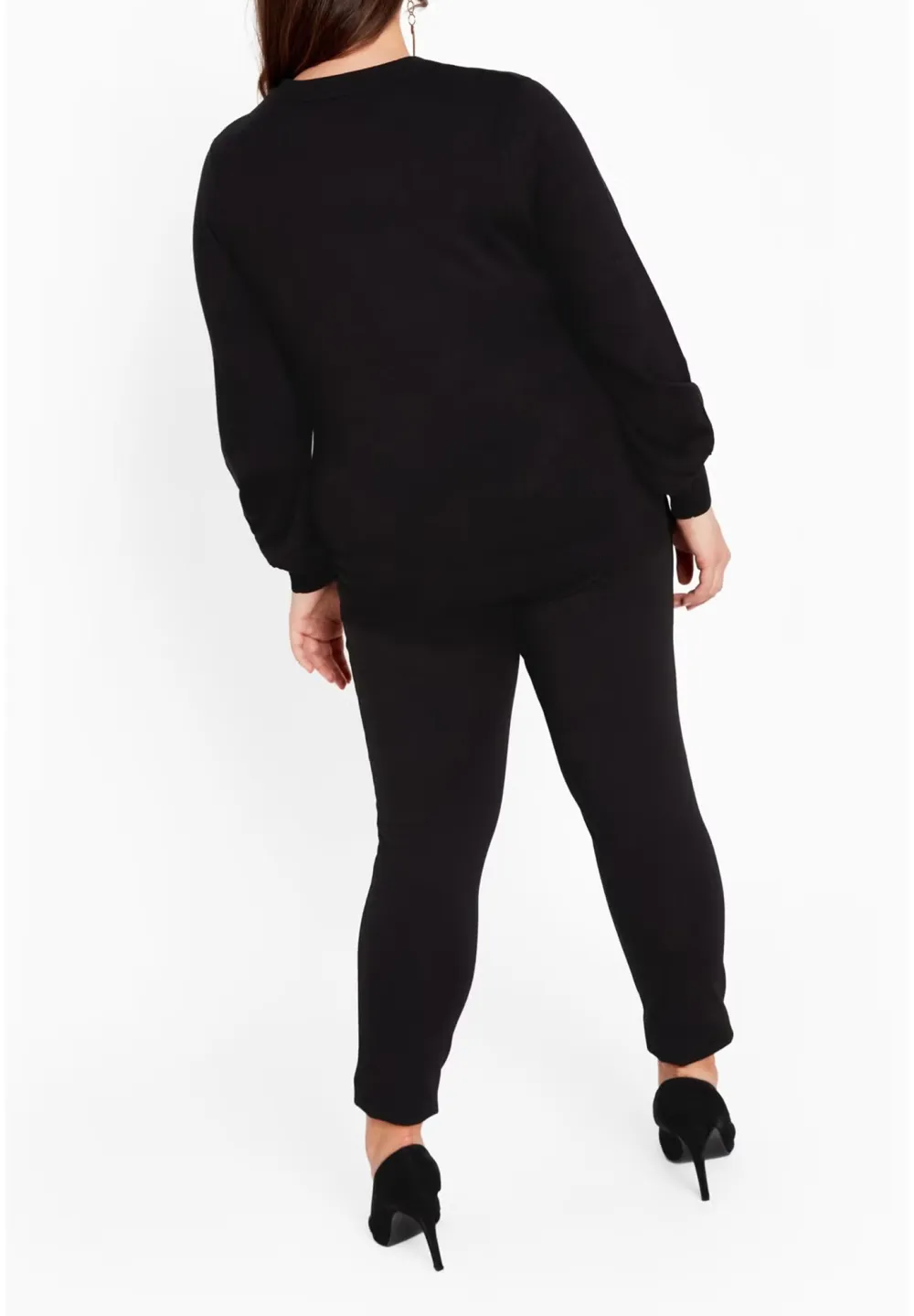 Solid Color Ribbed Cuff Sweater