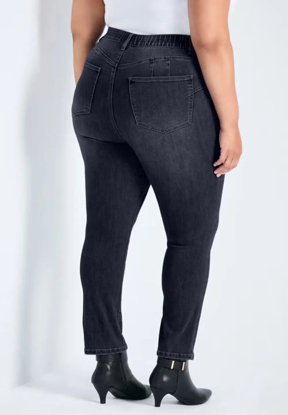 Tight Elastic Waistband Jeans