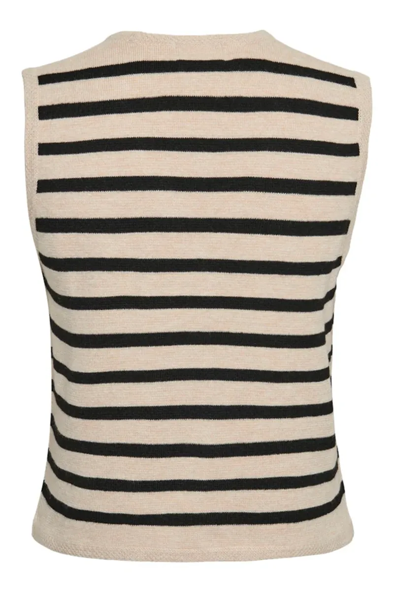 Striped Button Front Knit Vests