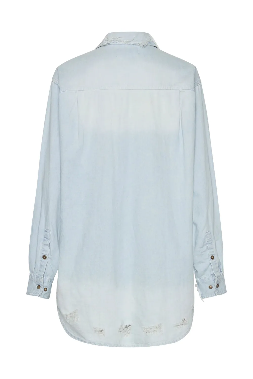 Retro Minimalist Lazy Style Light Blue Long-Sleeved Shirt