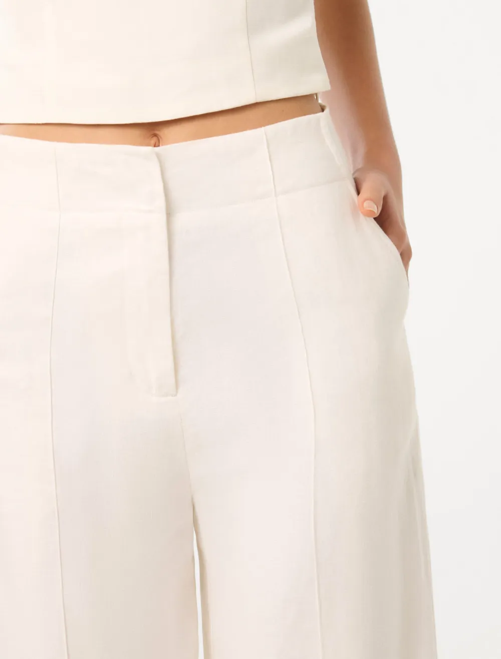 White Linen Wide-Leg Pants