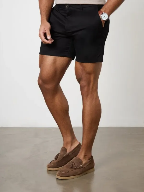 Black Soft And Comfortable Chino Shorts
