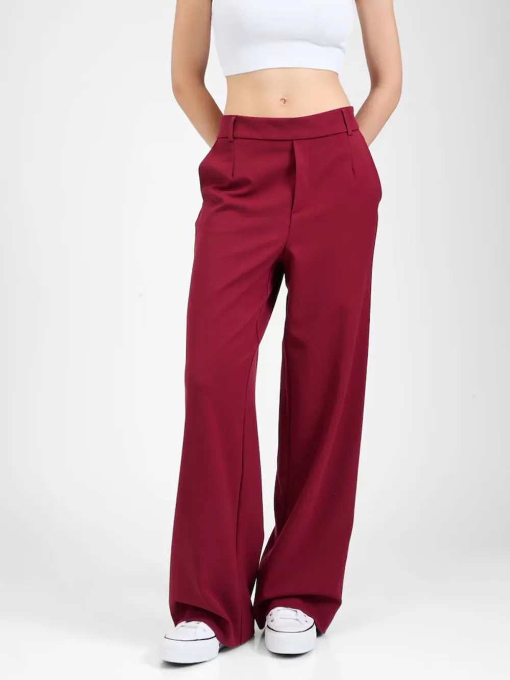 Wide Leg Pleat-Front Pants