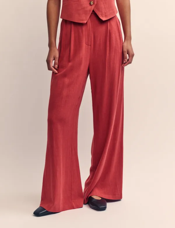Red Relaxed Tailored Trousers