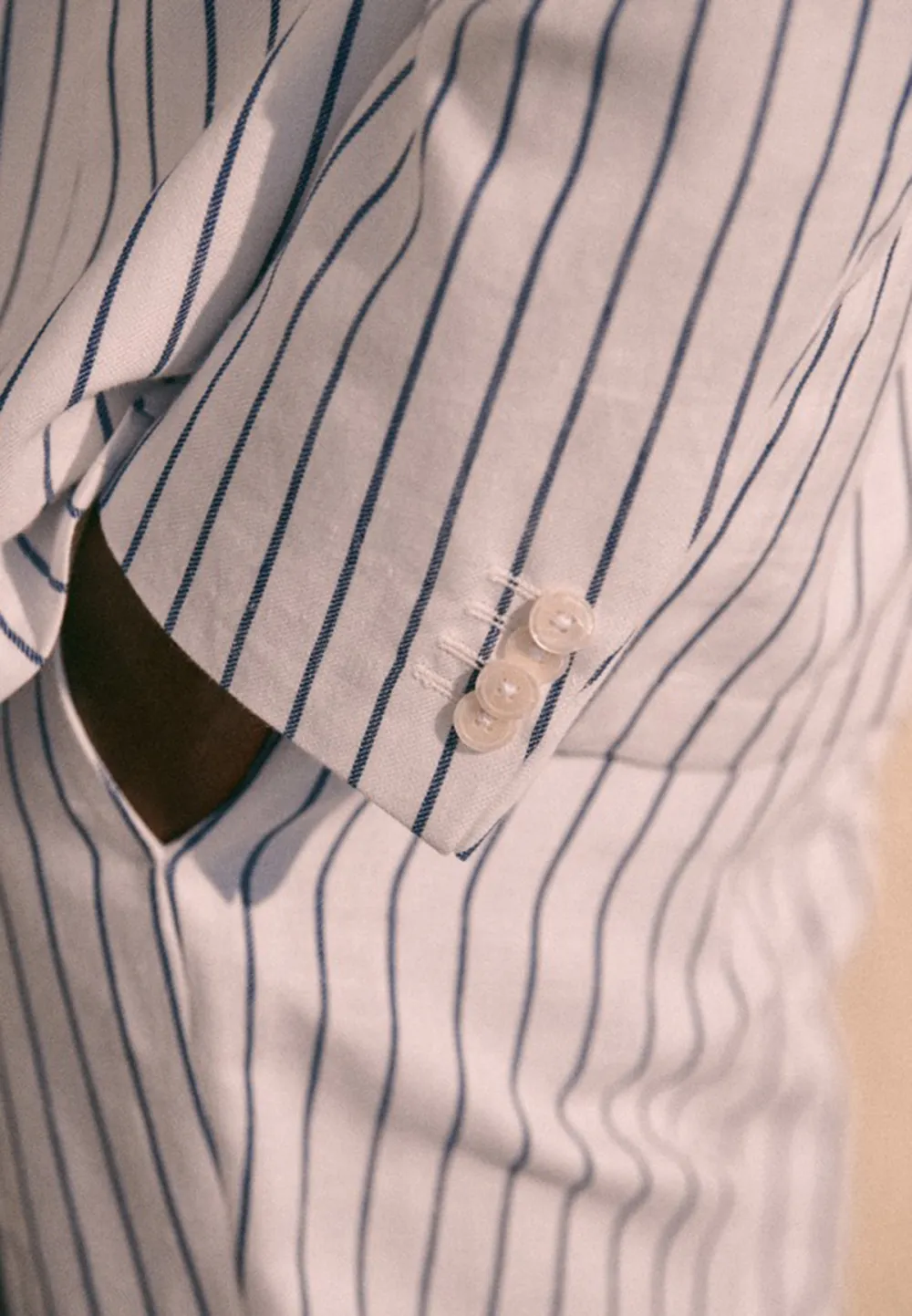 Jacket-Ecru Blue Stripes