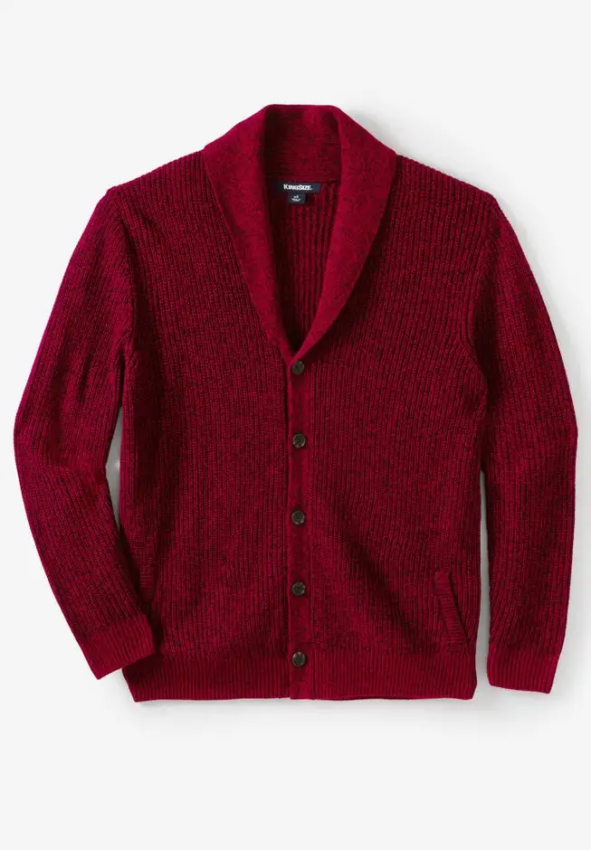 Shaker Knit Shawl-Collar Cardigan Sweater