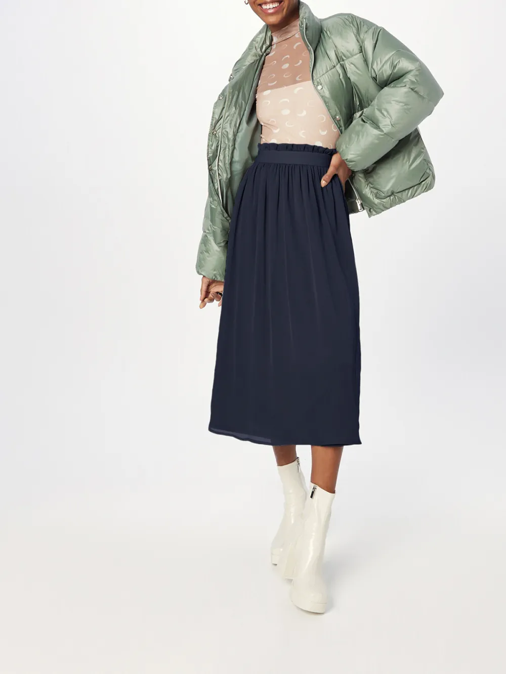 Elastic Waistband Casual Style A-line Skirt
