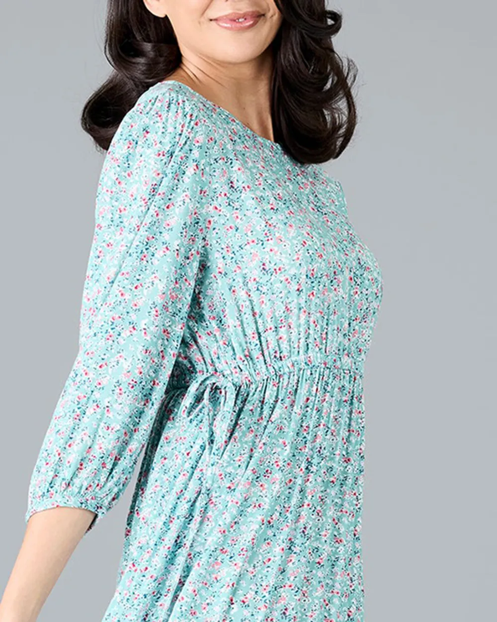 Blue Floral Print Tiered Maxi Dress