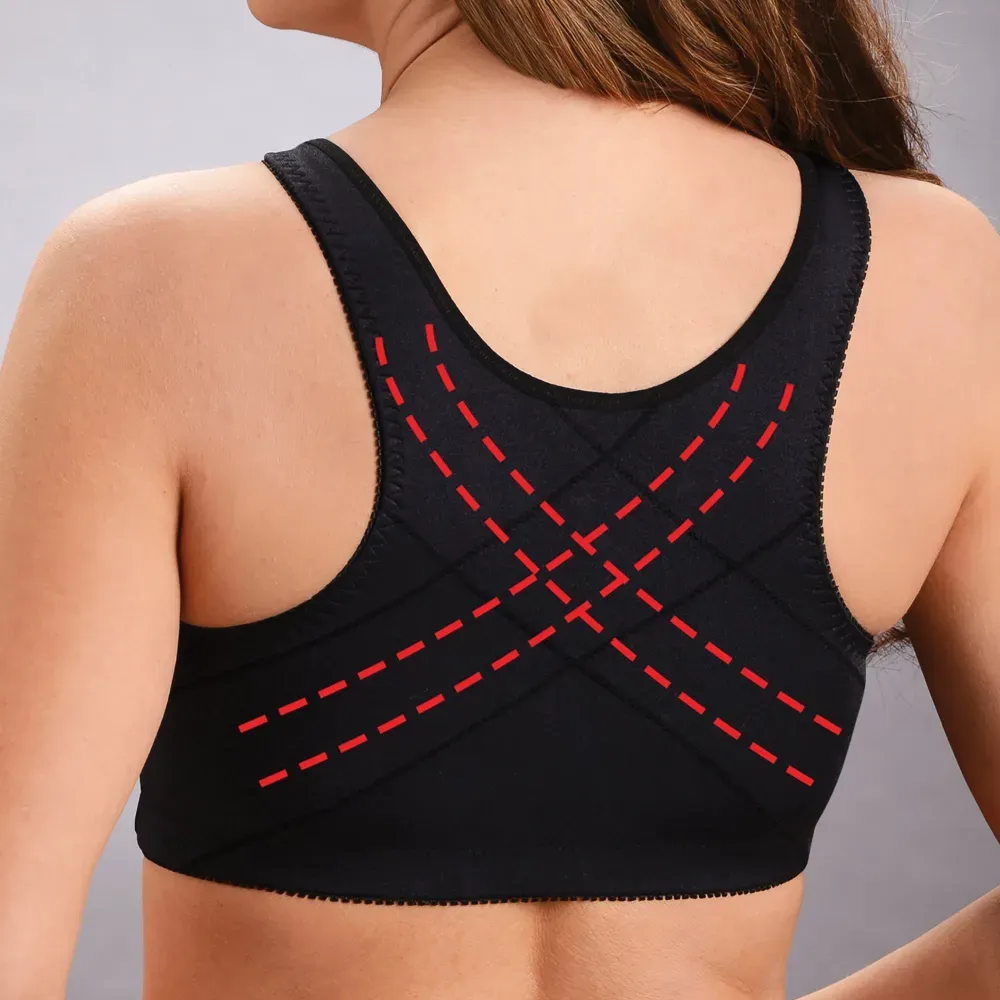 Front hooks, stretch-lace, super-lift, and posture correction