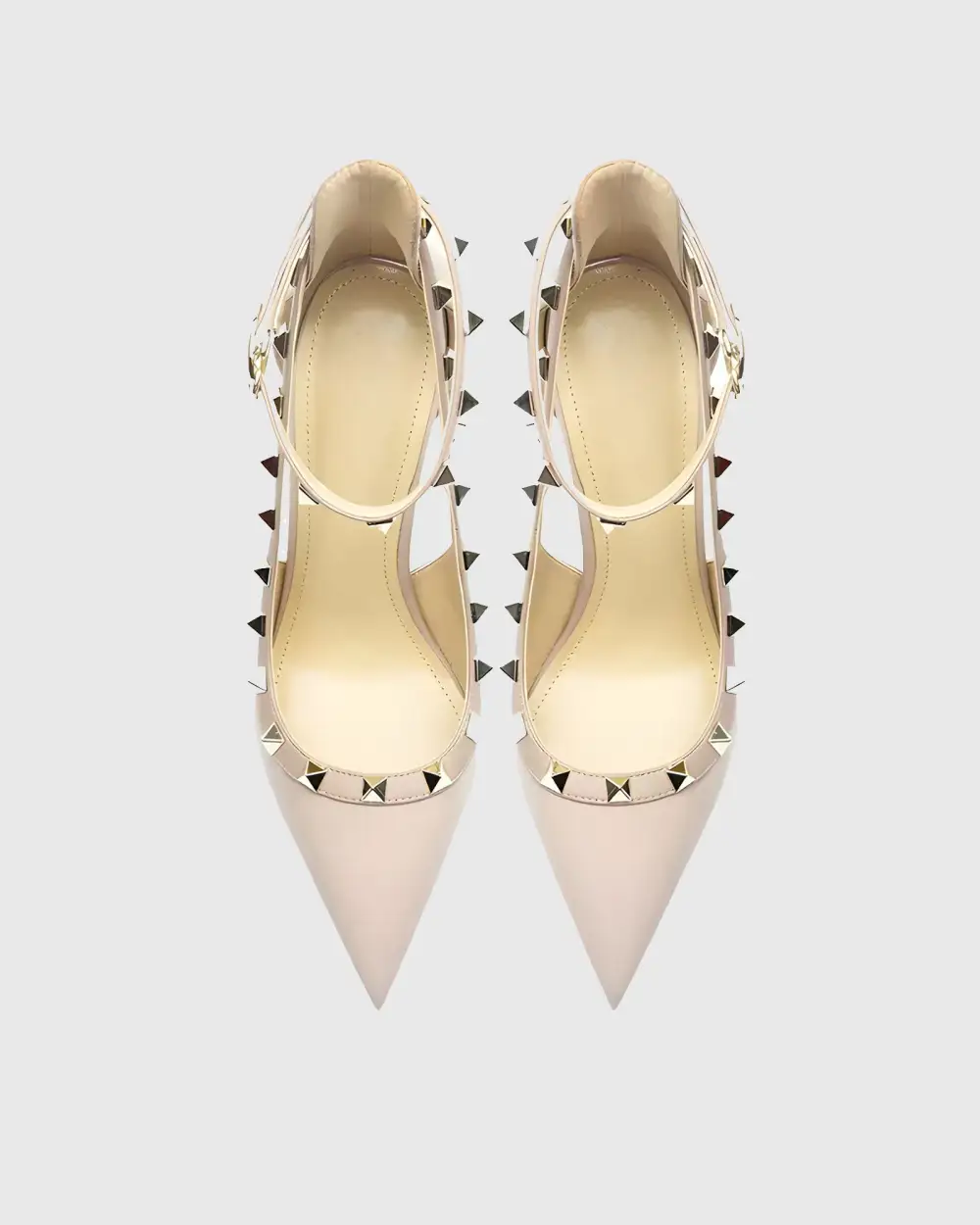 Rivet Embellished Strap Cutout Pumps in Pink