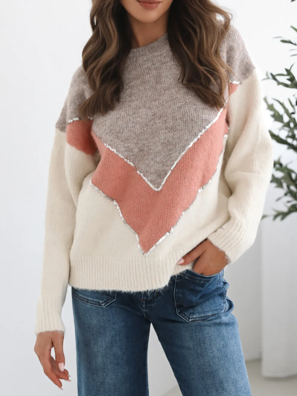 Multi Crew Neck Knit Top