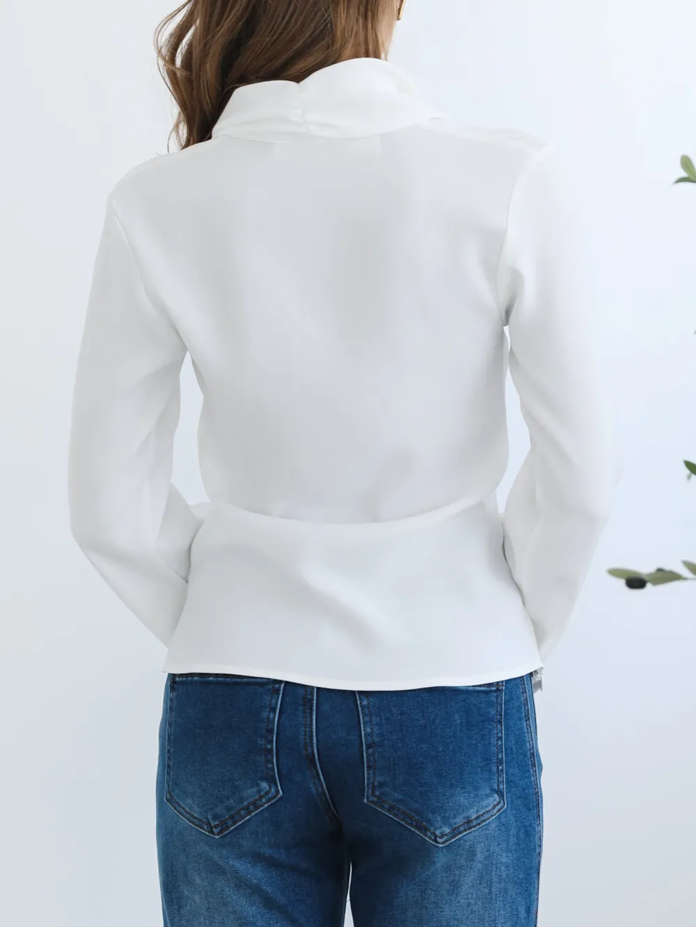 Casual Style Long sleeves White Top