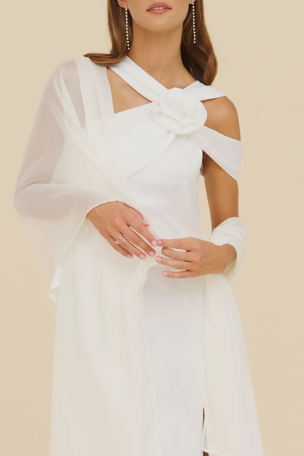 White Women's Solid Color Shawl