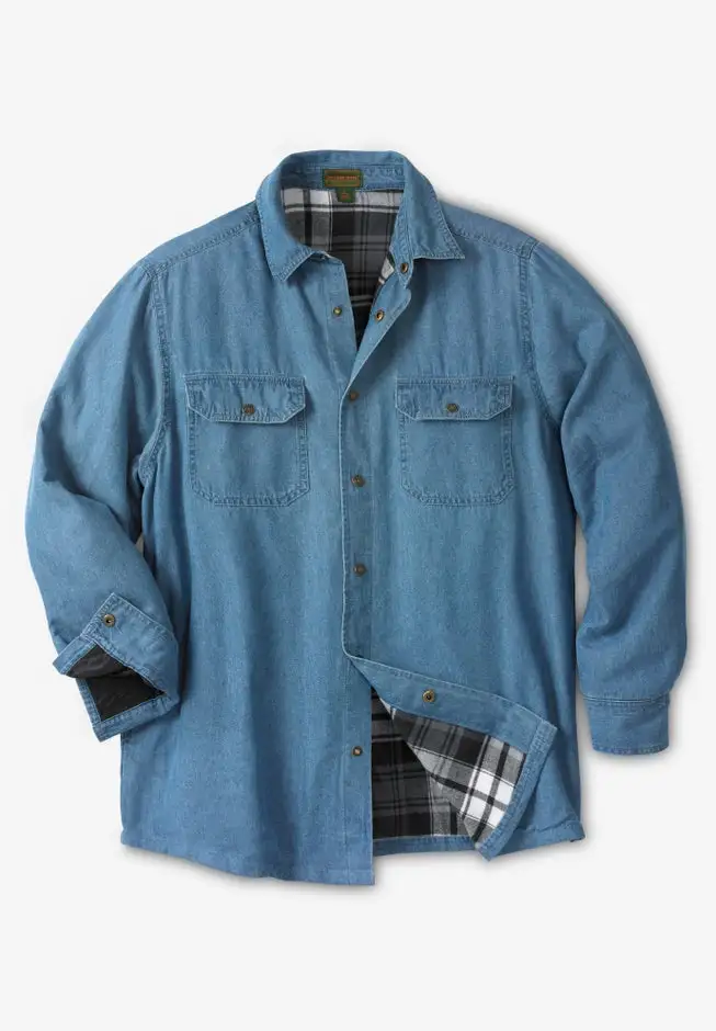 Flannel-Lined Twill Shirt Jacket