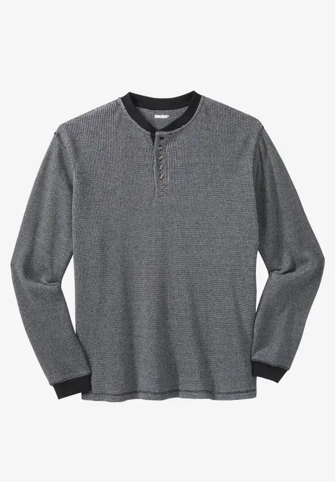 Waffle-Knit Thermal Henley Tee