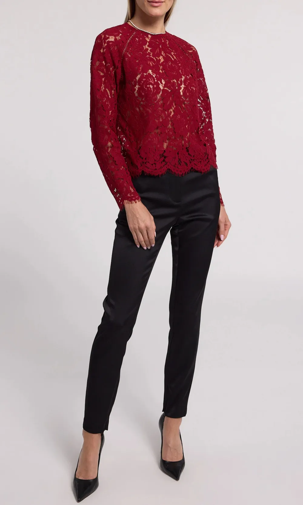 Black Satin Skinny Trousers