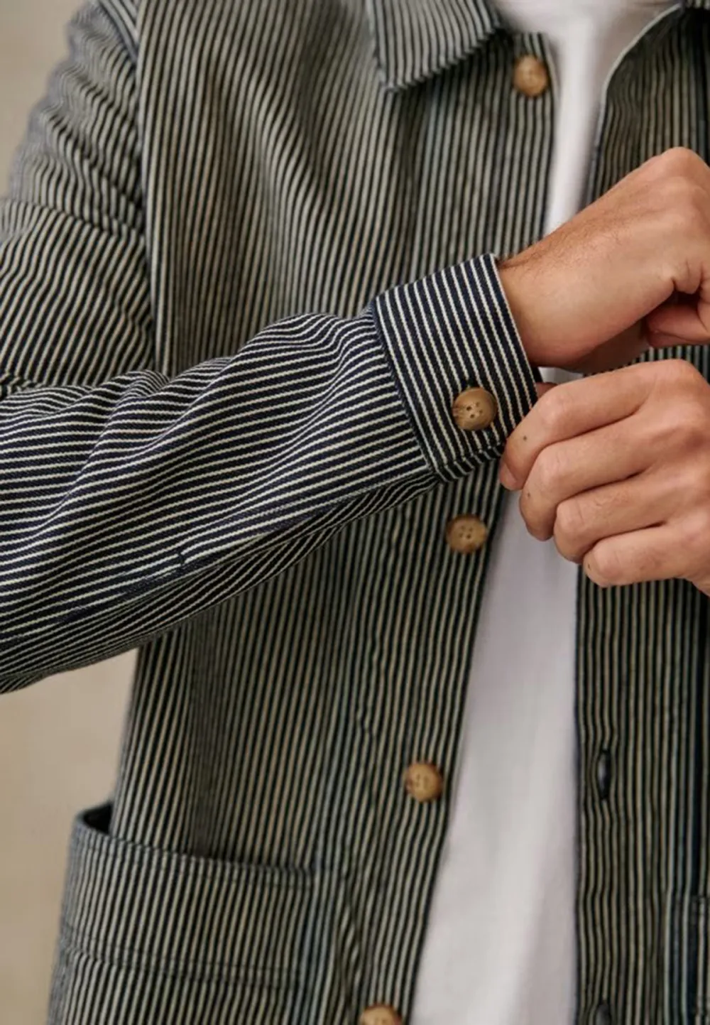 Jacket-Rayures Marine Ecru