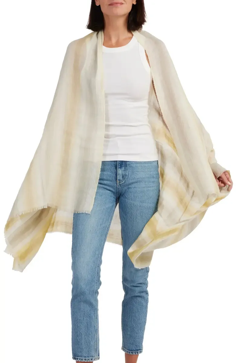 Ombré Stripe Cotton Gauze Scarf