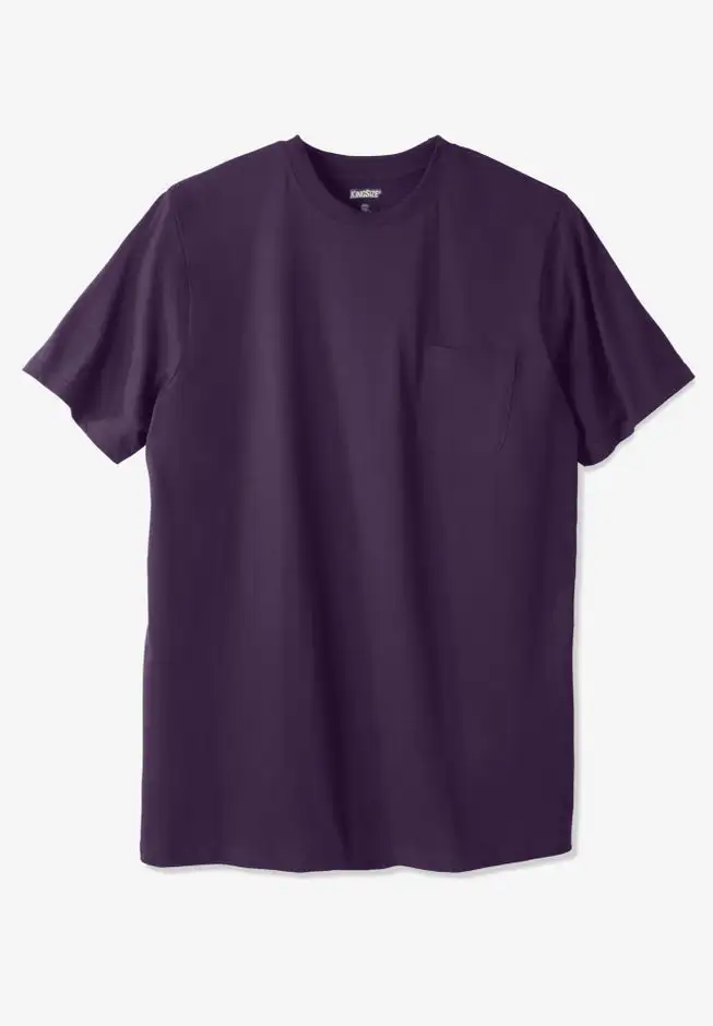 Shrink-Less Lightweight Longer-Length Crewneck Pocket T-Shirt
