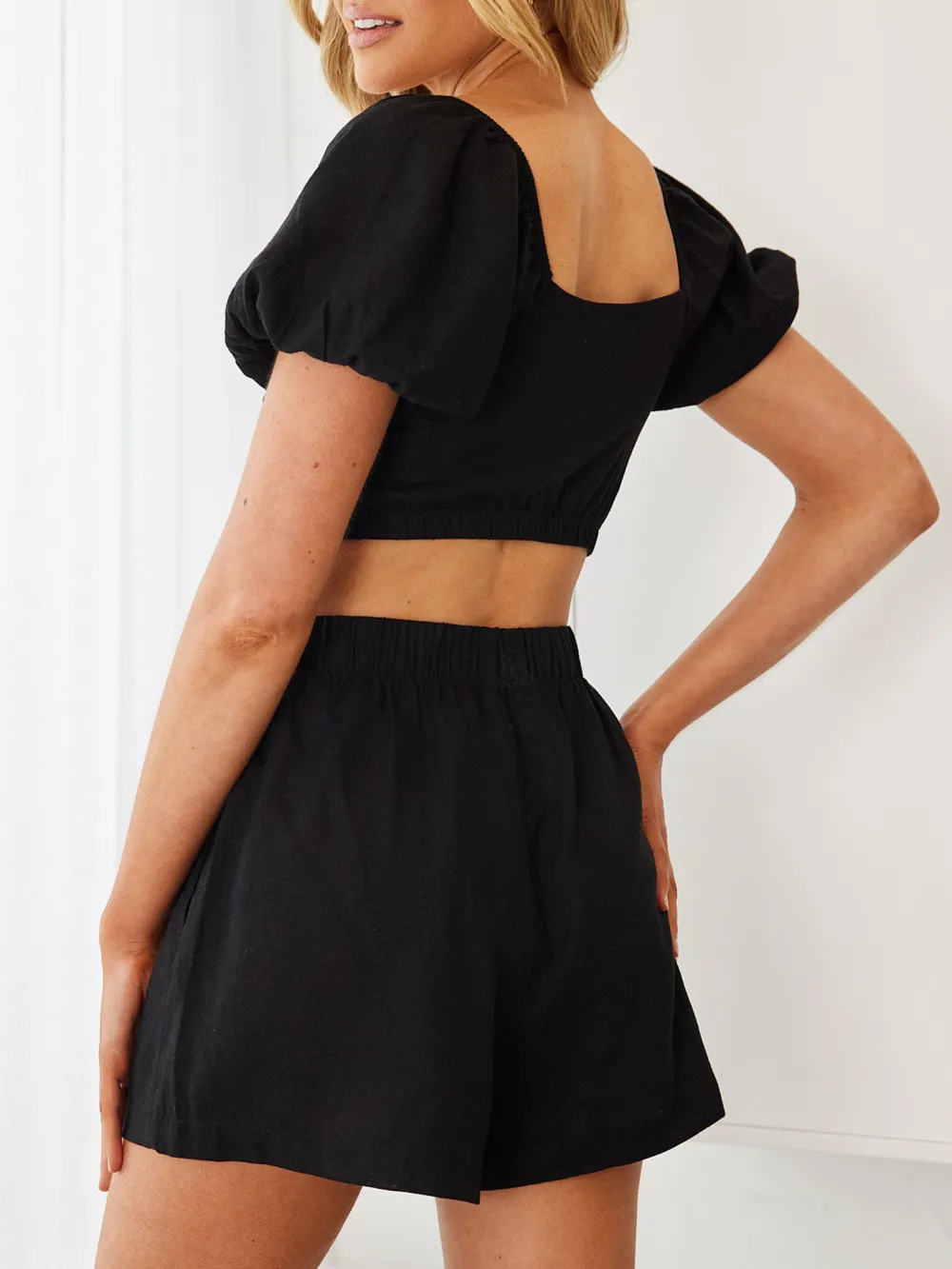 Black Casual Style Sweetheart Neckline Print Top