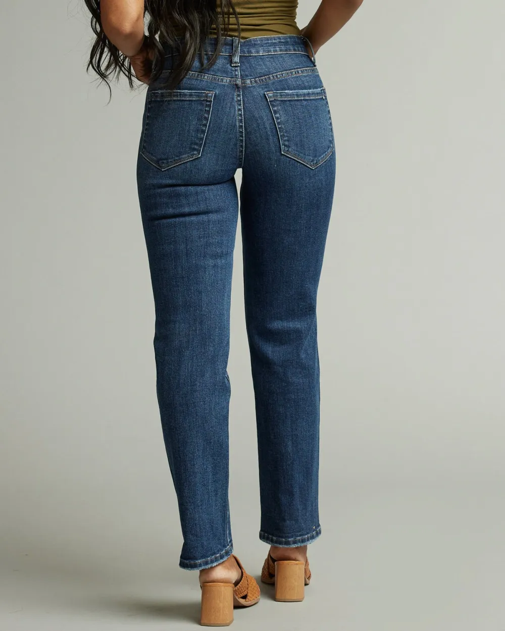 Mid Rise Straight Leg Jean