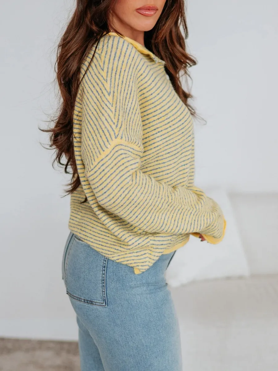 Striped Dropped Shoulder Cardigan