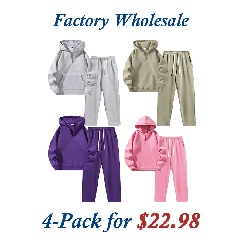 🔥Last Day Promotion 89% OFF🔥Men's Plain Drop Shoulder Sweatsuit Set - Half Zip Hoodie & Drawstring Sweatpants With Pockets