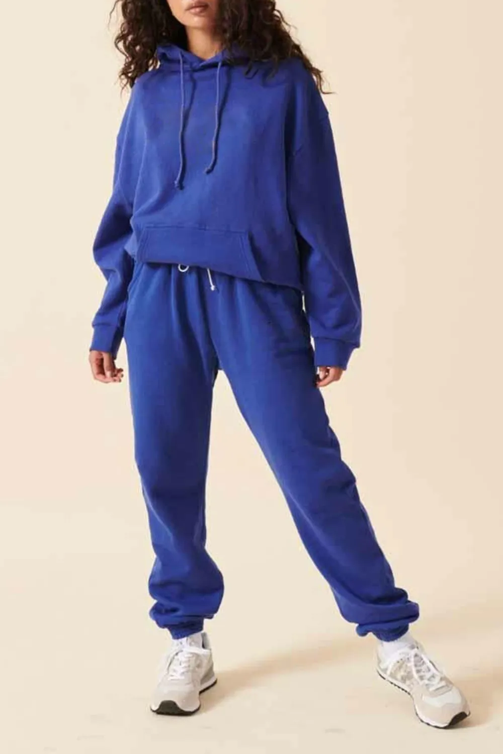 Simlple Daily Breathable Blue Loose Hoodie