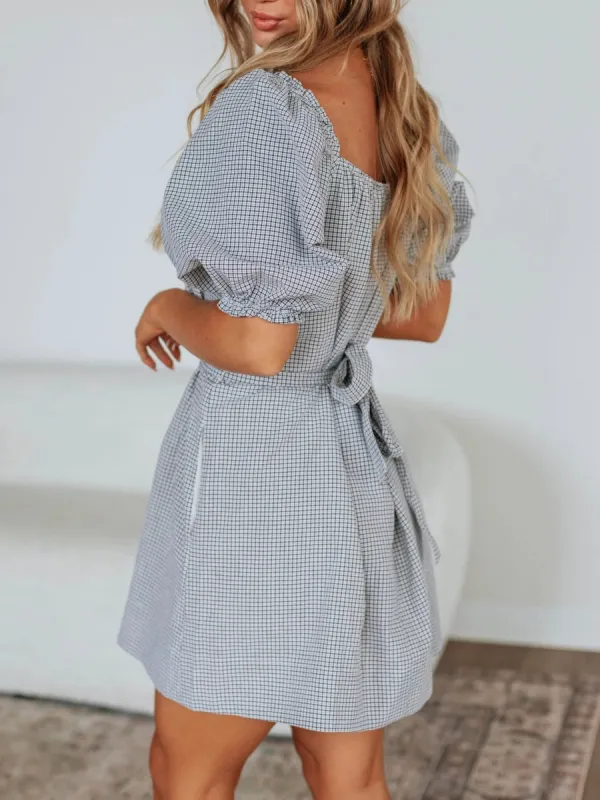 Gingham Puff Sleeve Dress