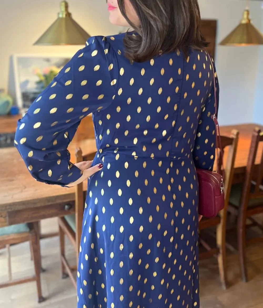 Navy Foil Print Dress