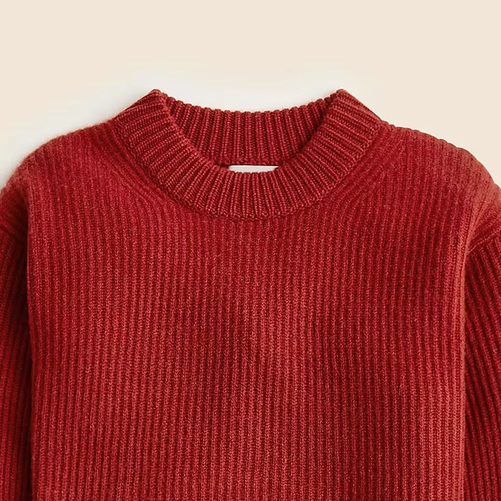 Ribbed Cashmere Cropped Crewneck Sweaters