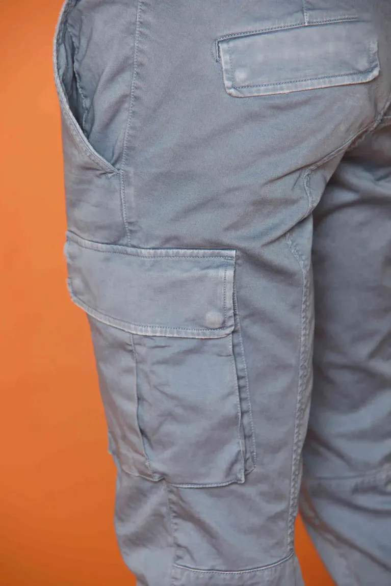 Men's Dark Light blue Stretch Cotton Slim Fit Large Pocket Overalls