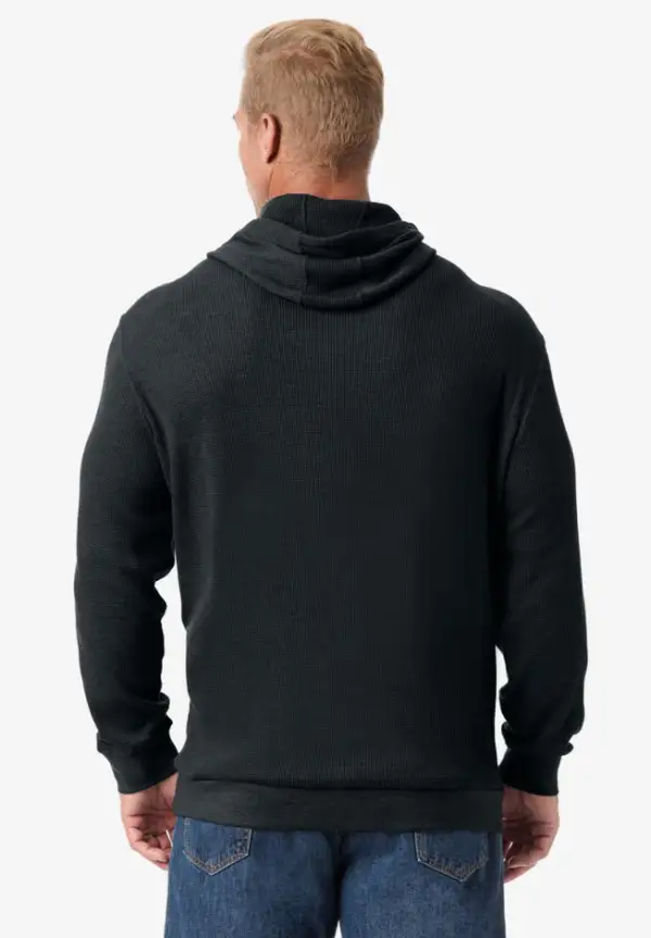 Waffle-Knit Thermal Hoodie