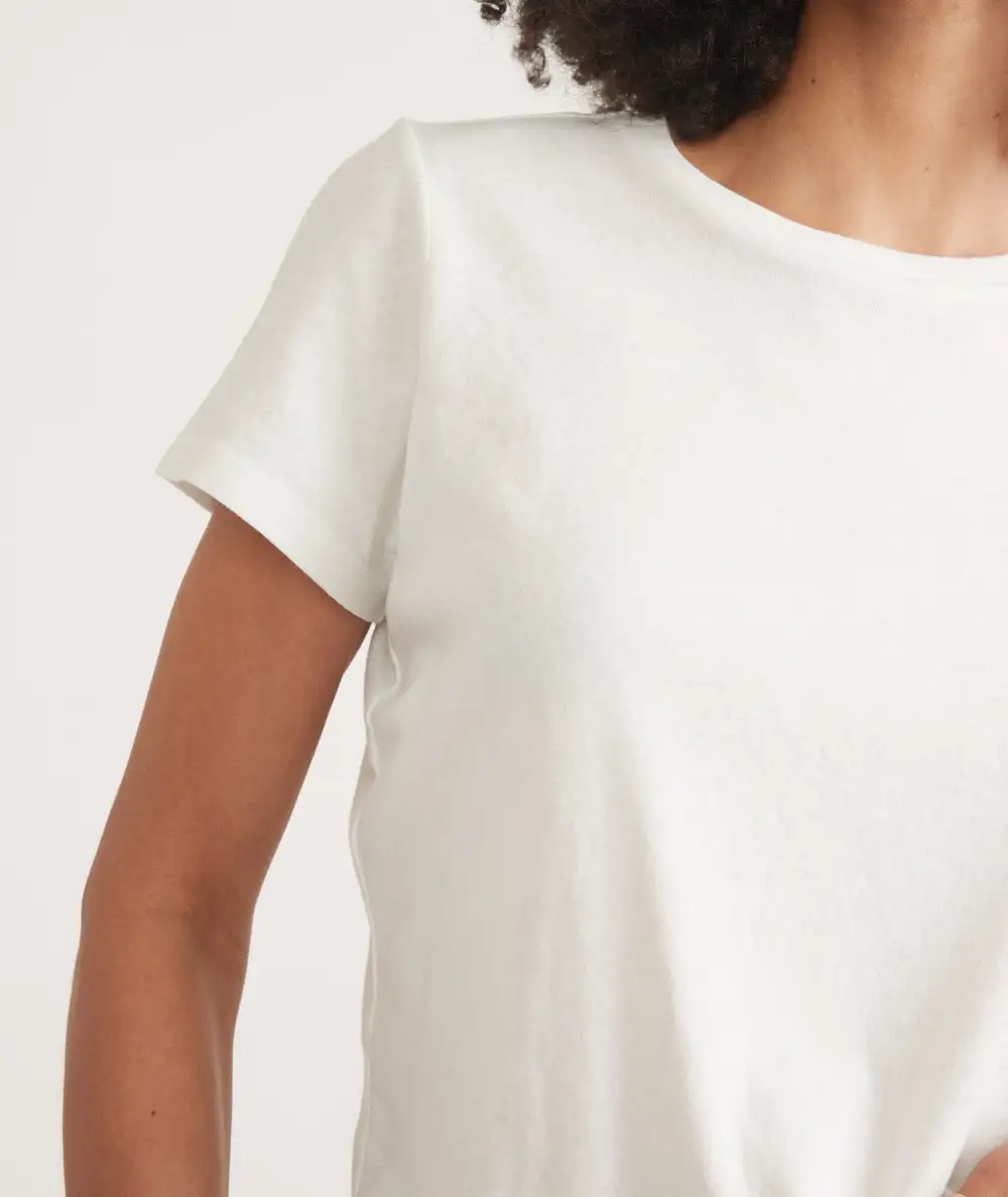 Cropped White Crew Neck Trendy Tee