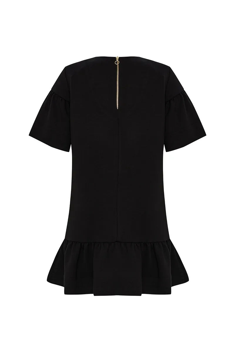 Dragonfly Embellished Ruffle Hem Dresses