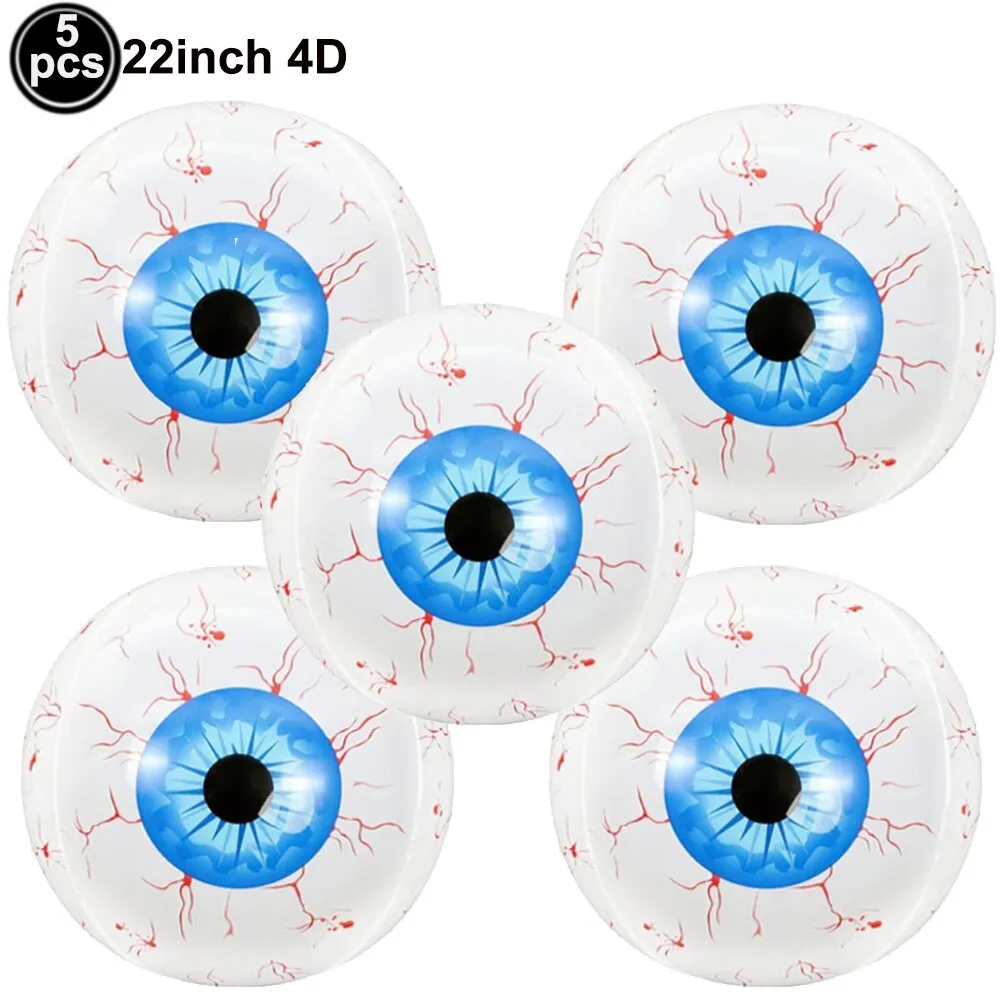 4D 22inch Halloween Foil Inflatable Eyeball Decoration Spooky Halloween Party Supplies Eyeball Balloons Halloween Home Decors