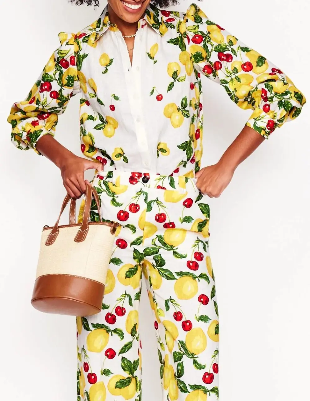 Lemon - Print White Cotton Shirt