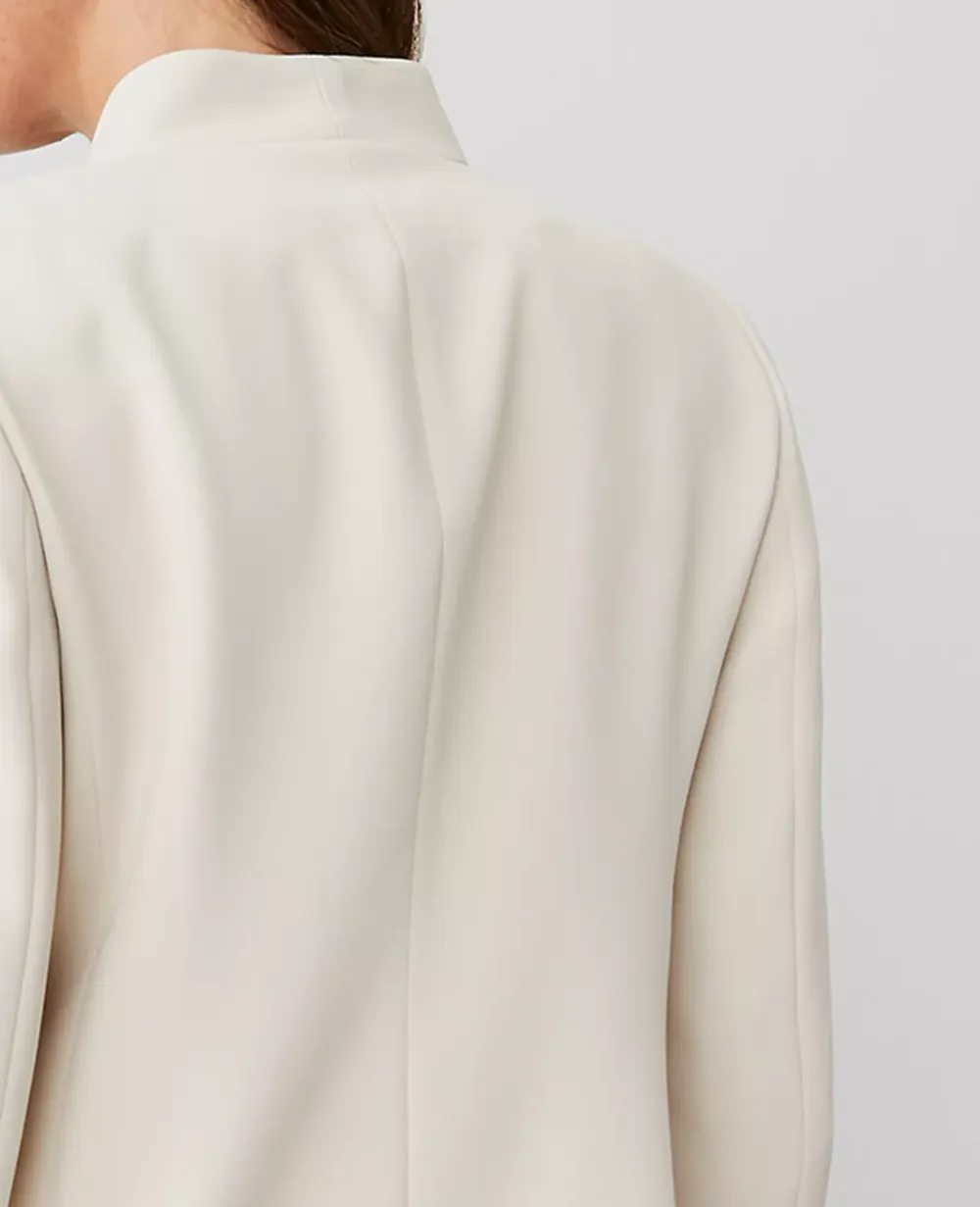 The Long Collarless Blazer In Fluid Crepe