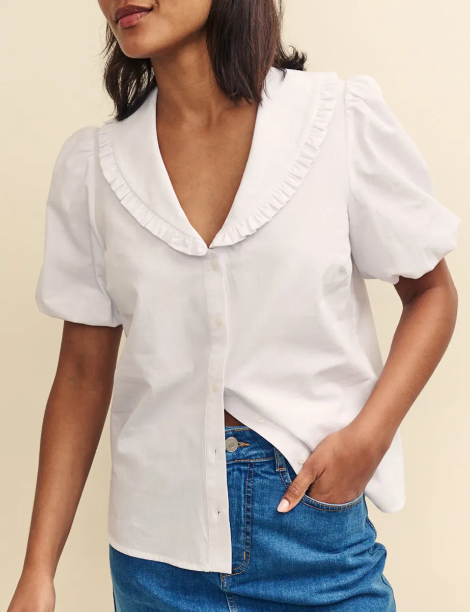 Casual White Collared Blouse