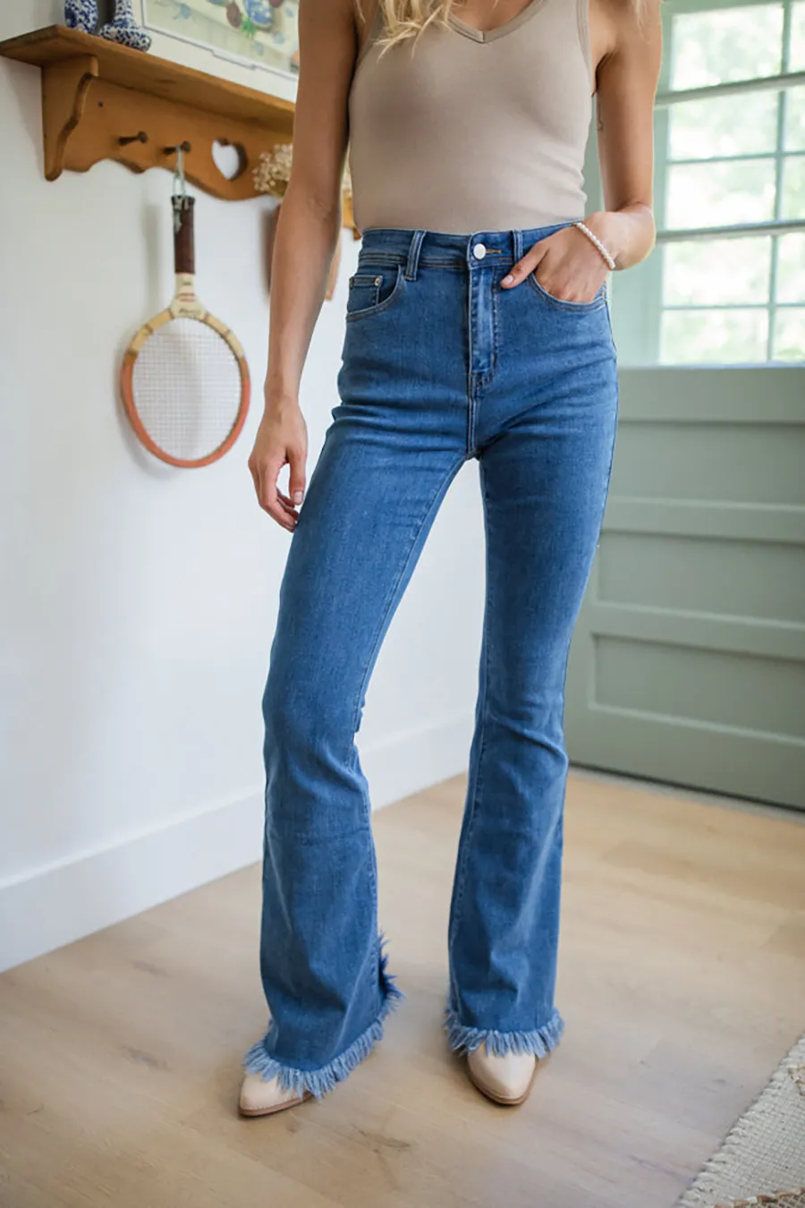 Medium Wash Stretchy Flare Jeans