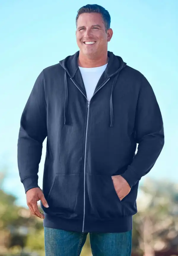 Longer-length Fleece Full Zip Hoodie